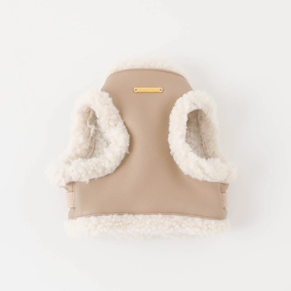 product_image_1763960114.webp エコレザーボアMIXハーネス+リードSET【名入れ刺繍対応】 - Image 1