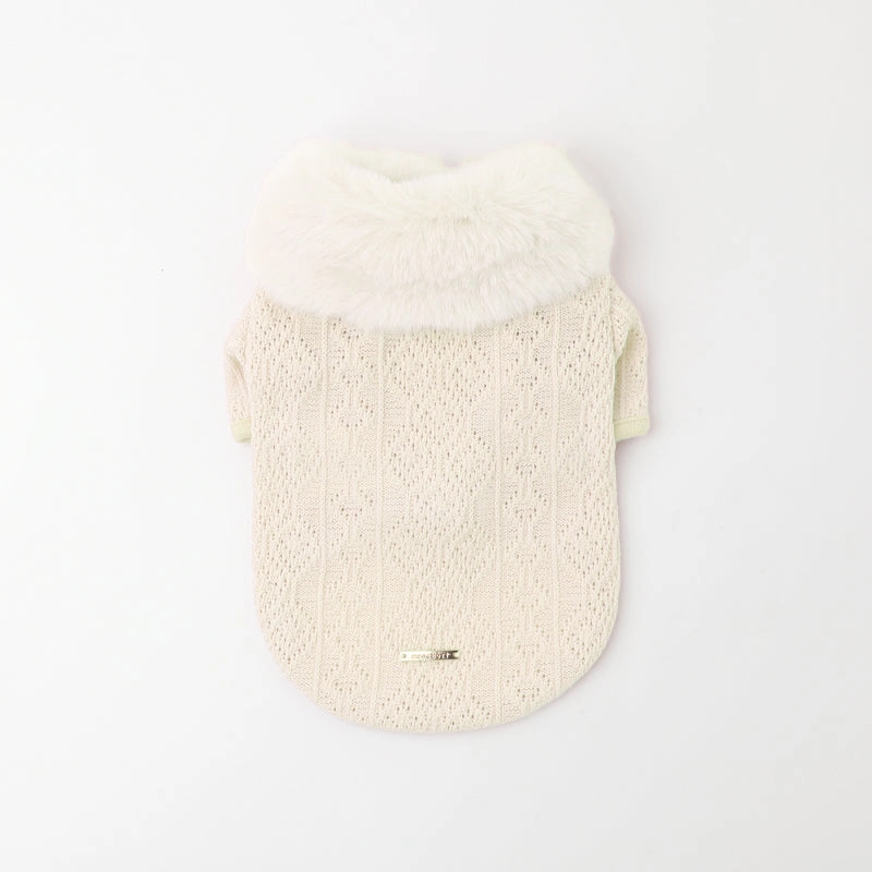 ファーカラーニットトップス.webp ファーカラーニットトップス - Image 1